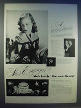 1942 Pond&#39;s Cold Cream Ad - She&#39;s Engaged! - £14.53 GBP