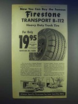 1955 Firestone Transport B-112 Heavy Duty Truck Tire Ad - £14.54 GBP