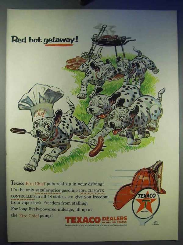 1956 Texaco Fire Chief Gasoline Ad - Red Hot Getaway - $18.49