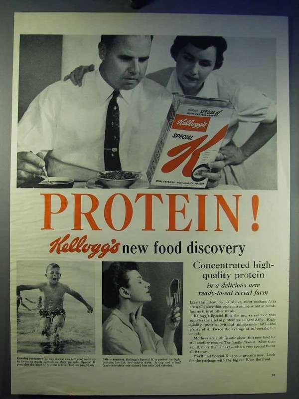 1956 Kellogg's Special K Cereal Ad - Protein! - $18.49