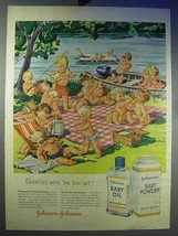 1956 Johnson&#39;s Baby Oil, Baby Powder Ad - Sun Set - £14.46 GBP