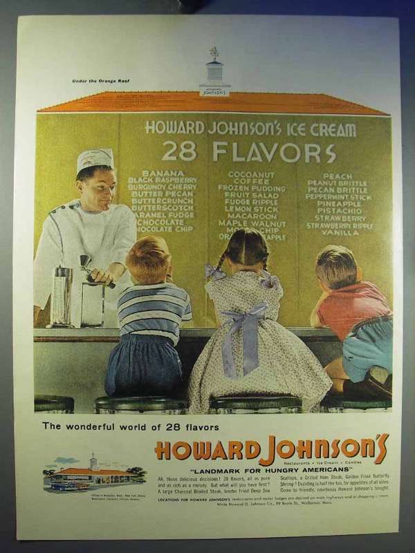 1956 Howard Johnson's Restaurant Ad - Ice Cream - £14.54 GBP