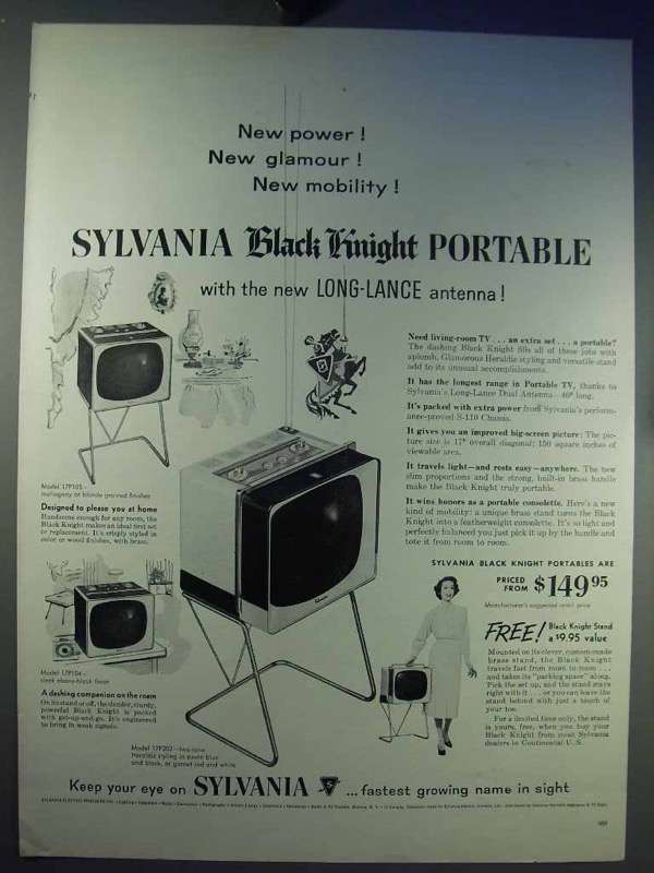 1958 Sylvania Black Knight Portable Television Ad! - £14.78 GBP