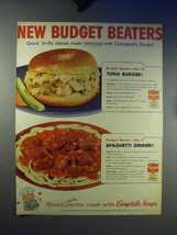 1959 Campbell's Soup Ad - Tuna Burger, Spaghetti Dinner - $18.49