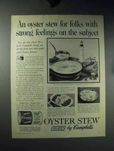 1960 Campbell's Oyster Stew Soup Ad - Strong Feelings - $18.49