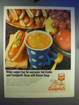 1967 Campbell&#39;s Bean with Bacon Soup Ad - Hot Franks - $18.49