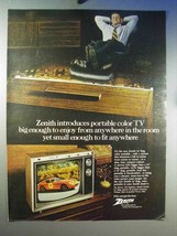 1969 Zenith Portable Color TV Ad - Enjoy Anywhere - $18.49