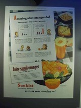 1945 Sunkist Orange Ad - Amazing What Oranges Do! - $18.49