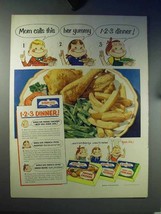1952 Birds Eye Chicken, French Fries, String Beans Ad - $18.49