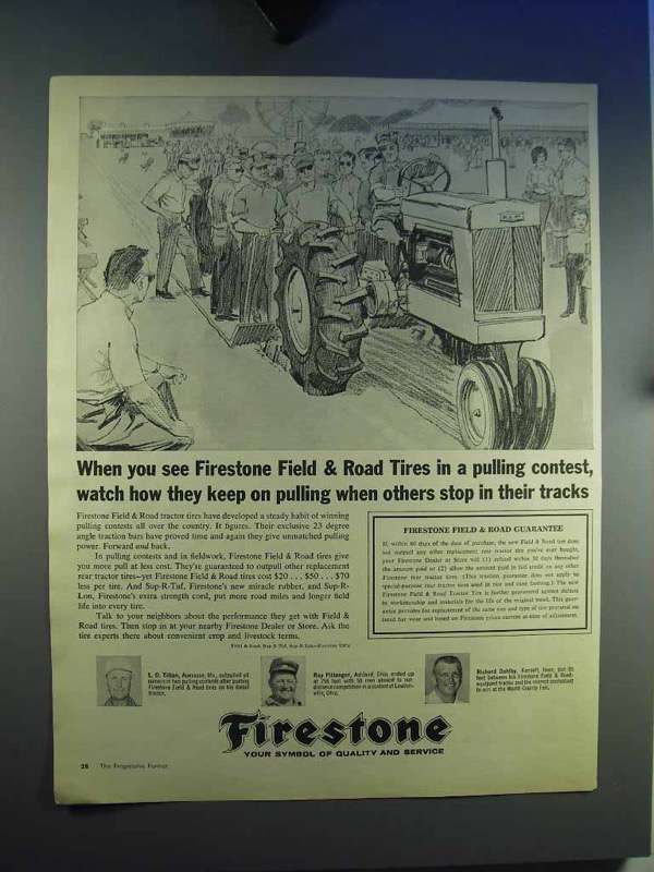 1964 Firestone Field & Road Tires Ad - Pulling Contest - £14.52 GBP