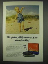 1947 Ansco 16mm Color Film Ad - Glorious, Lifelike - £14.45 GBP