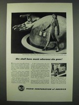 1947 RCA Globe Trotter Portable Radio Ad - Music - $18.49