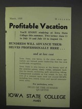 1935 Iowa State College Ad - Profitable Vacation - £14.86 GBP