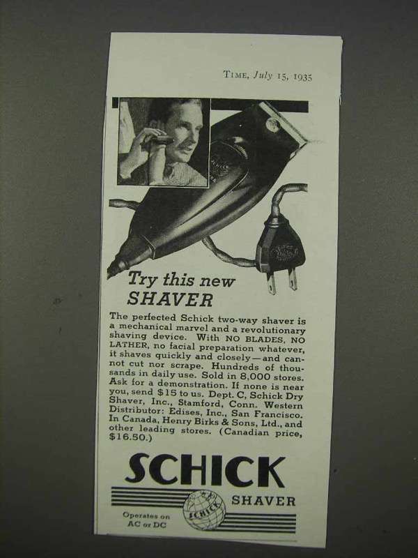 1935 Schick Shaver Ad - Try This New Shaver - £14.53 GBP