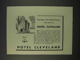 1941 Hotel Cleveland Ad - Step in The Right Direction - £14.78 GBP