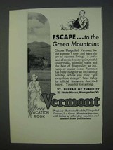 1935 Vermont Tourism Ad - Escape to Green Mountains - £14.60 GBP