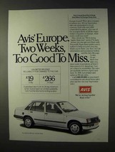 1990 Avis Car Rental Ad - Europe Two Weeks Too Good - £14.56 GBP