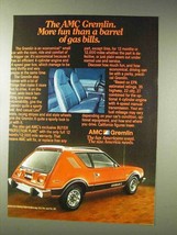 1977 AMC Gremlin X Car Ad - A Barrel of Gas Bills - £14.61 GBP