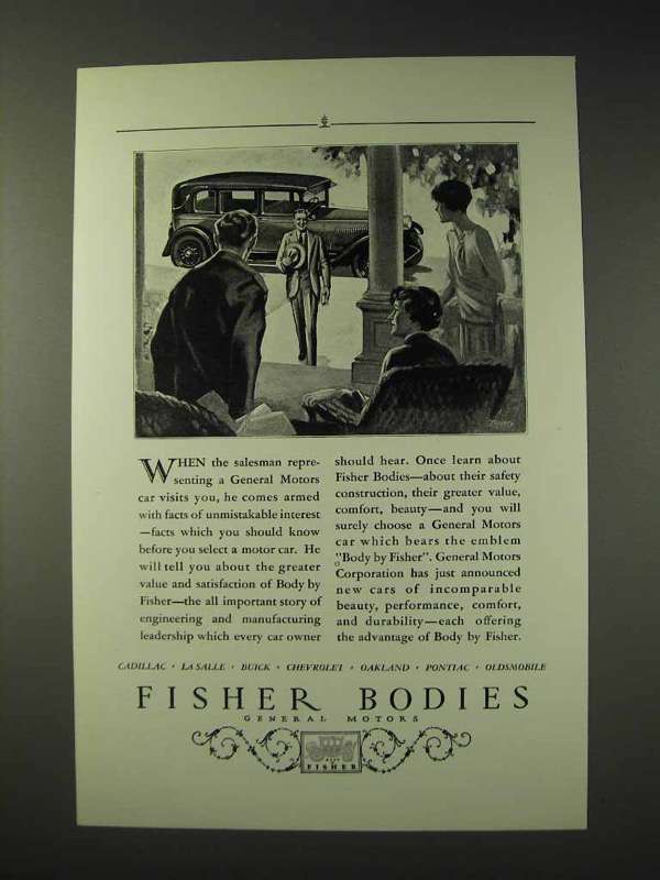 1927 GM Body by Fisher Car Ad - Unmistakeable Interest - $18.49