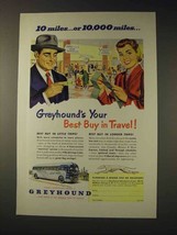1952 Greyhound Bus Ad - 10 Miles or 10,000 Miles - £14.50 GBP