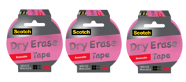 Scotch Dry Erase Tape, 3&quot; Core, 1.88&quot; x 5 Yd., Pink 3 Pack - £15.30 GBP