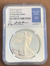 2023 W- American Silver Eagle- NGC- PF70 UC- Advanced Release- David Ryder - £449.55 GBP