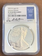 2023 W- American Silver Eagle- NGC- PF70 UC- Advanced Release- David Ryder - £454.29 GBP