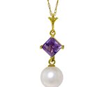 Galaxy Gold GG 14K Solid Yellow Gold Natural Amethyst and Freshwater Pea... - $522.06