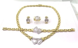 18k Two Tone Gold Italian Diamond Jewelry Set Earrings, Ring, Necklace Bracelet - £6,390.85 GBP