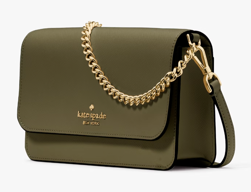 Kate Spade Madison Flap Crossbody Bag Army Green Leather Chain Purse KC586 NWT