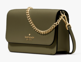 Kate Spade Madison Flap Crossbody Bag Army Green Leather Chain Purse KC5... - £68.68 GBP