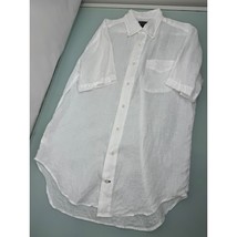 Gitman Bros Vintage Men Shirt White 100% Linen Short Sleeve Button Up Me... - £46.41 GBP