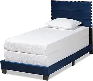 Baxton Studio Tamira Beds (Box Spring Required), Twin, Navy Blue/Black - $311.99