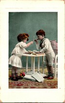 Vtg Postcard Comic Romance 1910s - Little Girl Lighting Little Boy&#39;s Cigar - £4.62 GBP