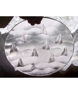 Claus Josef Riedel Crystal Cut Art Glass Plate Marked Pine Trees Austrian  - $49.98