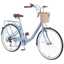 26&quot; 7-Speed City Bike w/ Basket, Steel Frame - Multiple Colors - $389.63 CAD