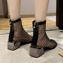 Women Summer Boots Woman Breathable Ladies Mesh Shoes High Heel Hollow Zipper Sh - £38.18 GBP