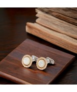 Mother of Pearl Cufflinks-14K Gold Cufflinks-Two-Tone Cufflinks-Tuxedo S... - €1.922,34 EUR