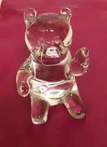 Vintage Miniature Teddy Bear Figurine Clear Glass Animal 1.5&quot; - £2.84 GBP
