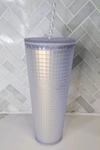 STARBUCKS Spring 2022 Iridescent Frost White Grid Tumbler Soft Touch Ven... - £18.68 GBP