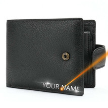 Vintage Genuine Leather Mens Wallet with Custom Name Engraving - £35.55 GBP+