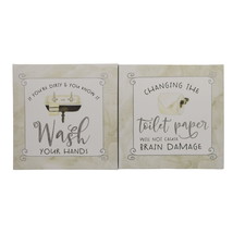 Bathroom Canvas Art Set of 2 Humorous Childs Bathroom Hand Wash - £16.39 GBP