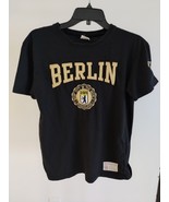 VINTAGE BERLIN DESIGNS MENS T-SHIRT SIZE M PATCHED BLACK &amp; GOLD Best City  - $14.84