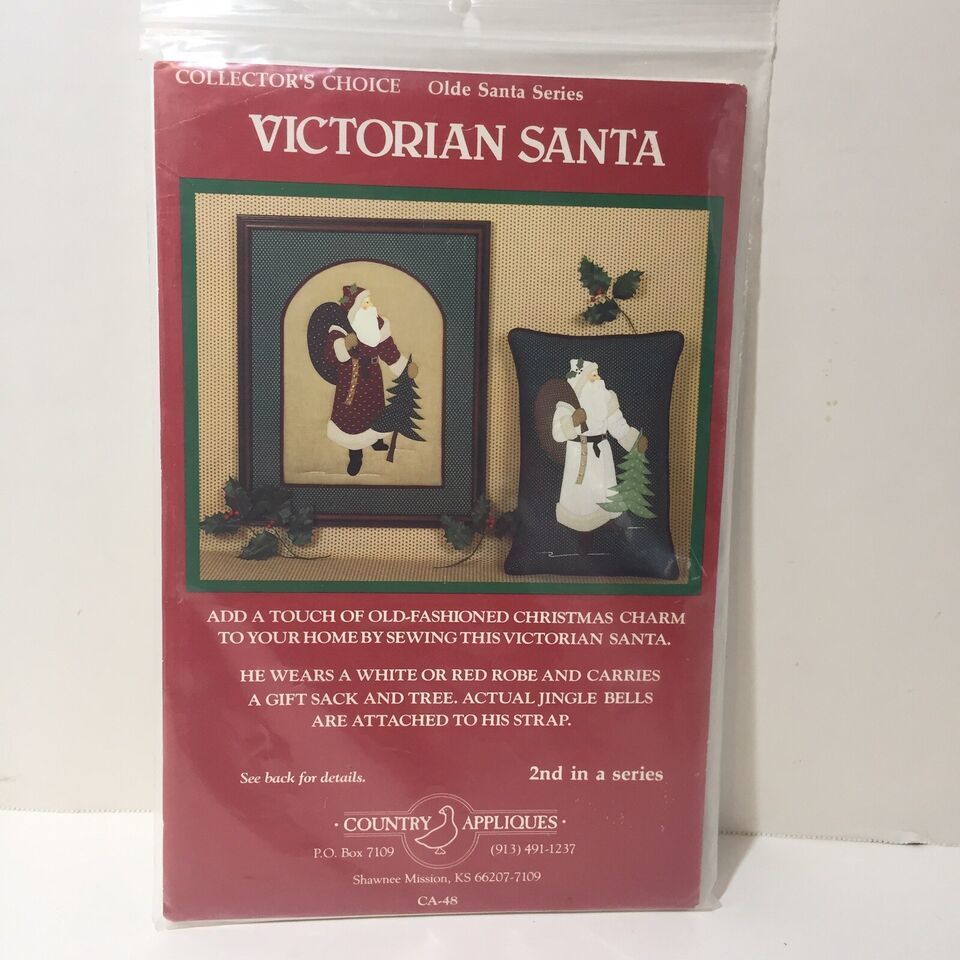 Victorian Santa Quilt Pattern Country Applique 16" x 20" 2nd in Series - $12.86