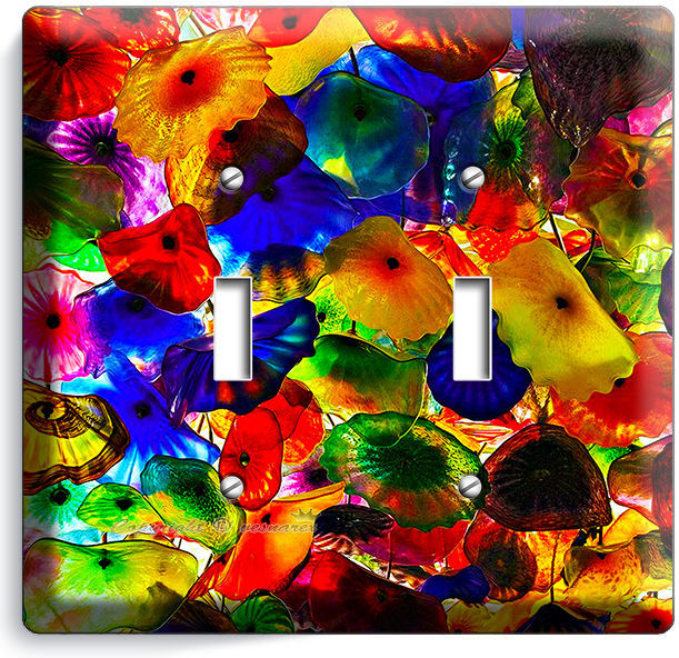 COLORFUL MURANO GLASS DOUBLE LIGHT SWITCH WALL PLATE COVER LIVING DINING ROOM