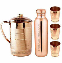 Copper Water Jug Pitchers 1500 ML Copper Water Bottle 3 Drinking Tumbler... - £42.58 GBP