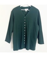 NWT Vintage Top Ten Ladies Wear Green Cardigan Sweater Silver Buttons Kn... - $41.13 CAD