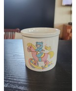 Vintage CMC 1988 Ceramic Pencil Cup Holder Bear Rocking Horse Made in Korea - $10.65