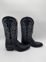 El Dorado Men&#39;s Handmade Ostrich Leg Cowboy Boot Medium Toe Black 8.5D - £102.66 GBP