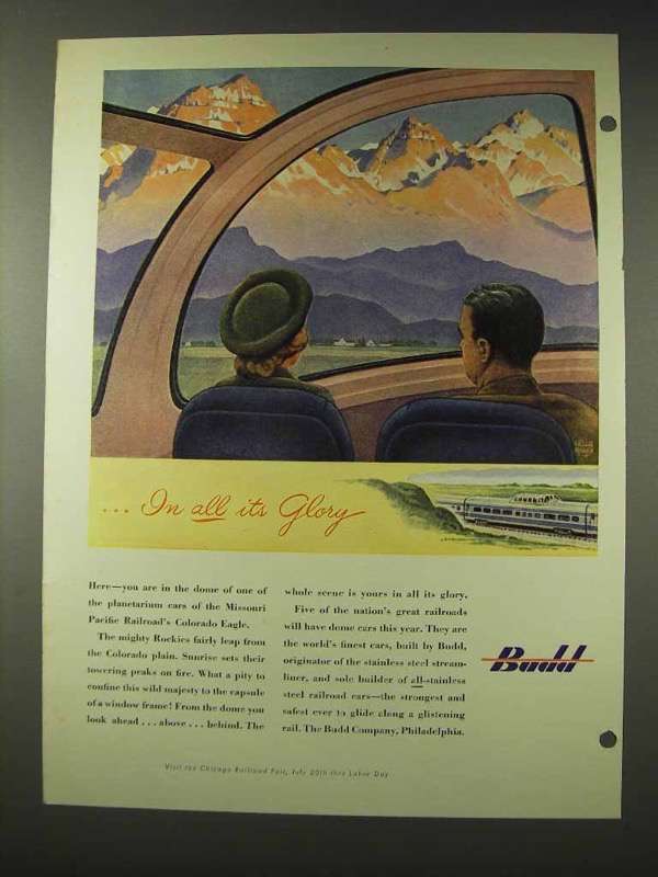1948 Budd Ad - Planetarium Car, Missouri Pacific RR - $18.49